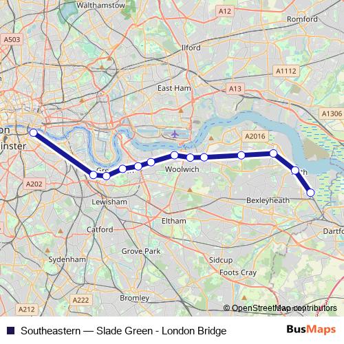 Southeastern rail Line Map