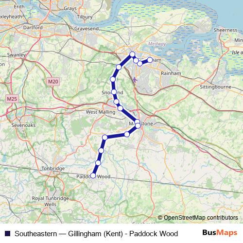 Southeastern rail Line Map