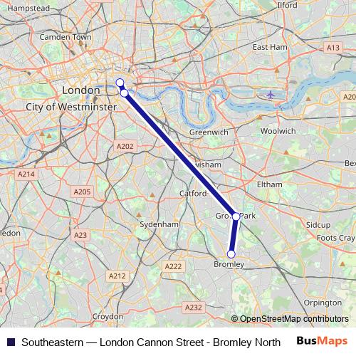 Southeastern rail Line Map