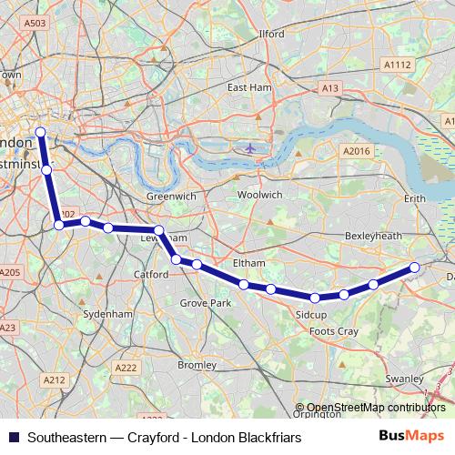 Southeastern rail Line Map