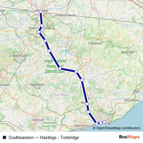 Southeastern rail Line Map