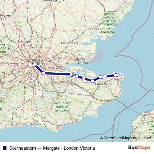 Southeastern rail Line Map