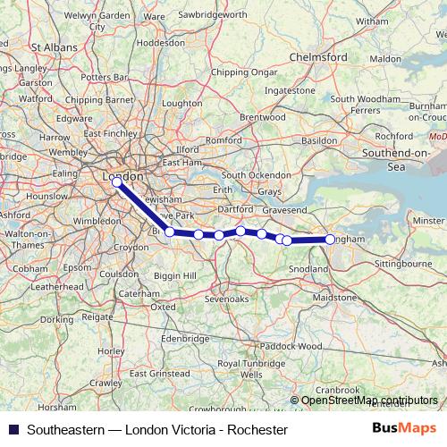 Southeastern rail Line Map