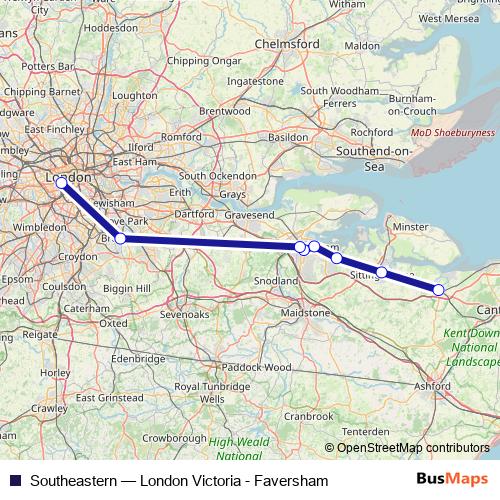 Southeastern rail Line Map
