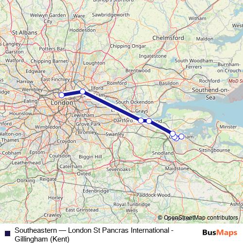 Southeastern rail Line Map