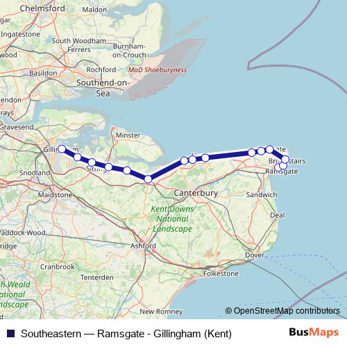 Southeastern rail Line Map
