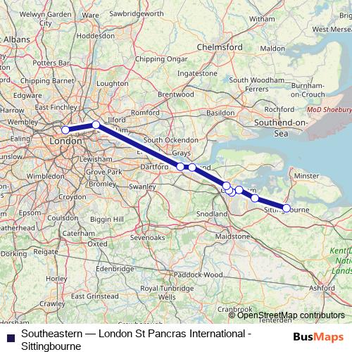 Southeastern rail Line Map