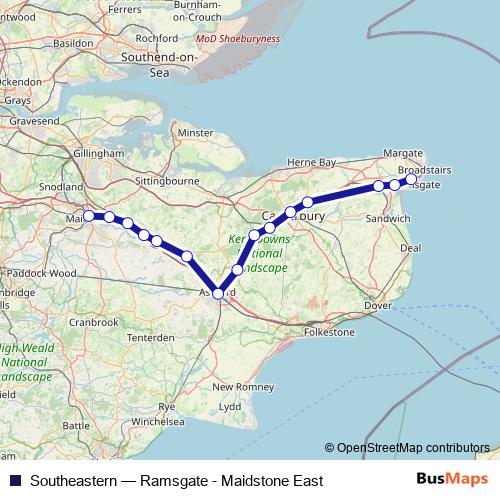 Southeastern rail Line Map
