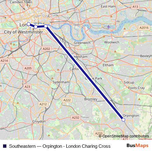 Southeastern rail Line Map