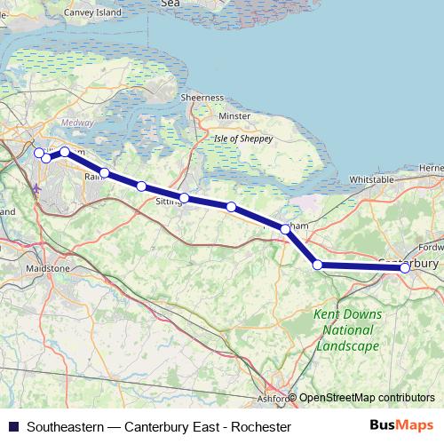 Southeastern rail Line Map