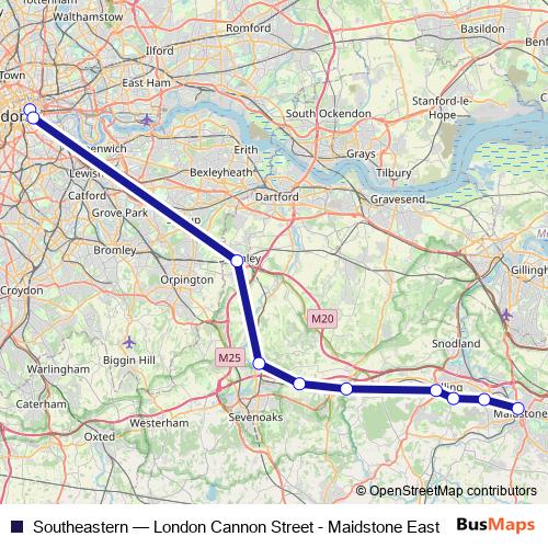 Southeastern rail Line Map
