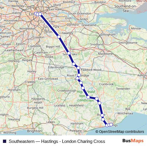 Southeastern rail Line Map