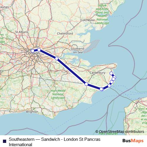 Southeastern rail Line Map