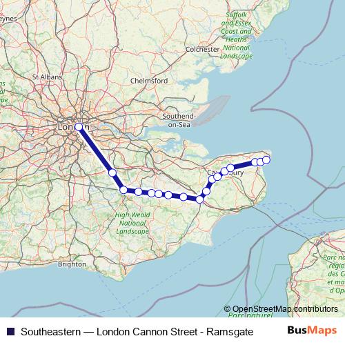 Southeastern rail Line Map