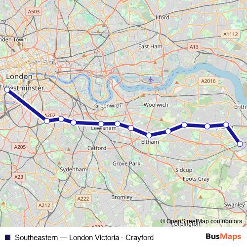 Southeastern rail Line Map