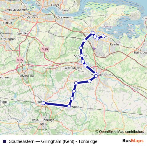 Southeastern rail Line Map