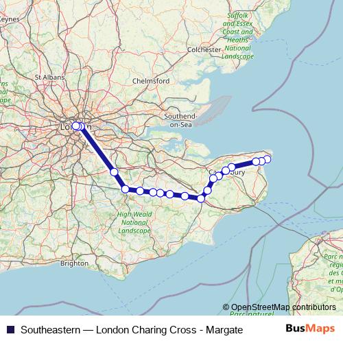 Southeastern rail Line Map