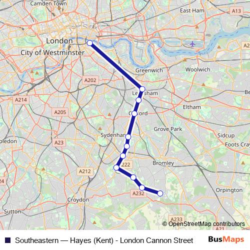Southeastern rail Line Map