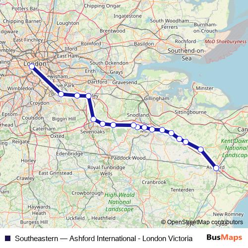 Southeastern rail Line Map
