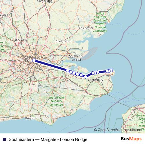 Southeastern rail Line Map