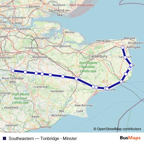 Southeastern rail Line Map