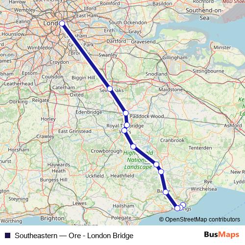 Southeastern rail Line Map