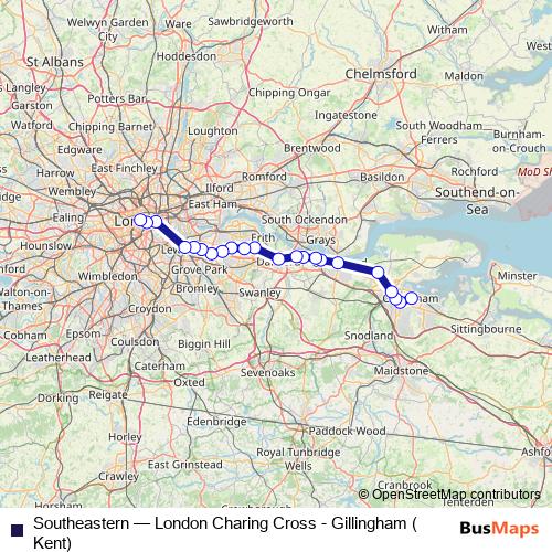 Southeastern rail Line Map