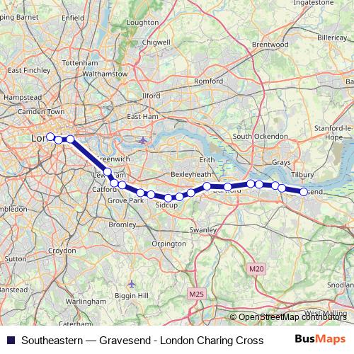 Southeastern rail Line Map