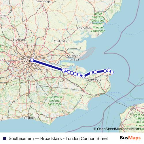 Southeastern rail Line Map