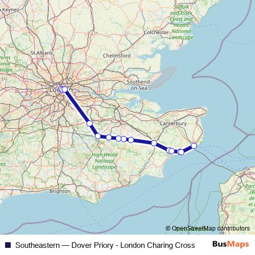 Southeastern rail Line Map