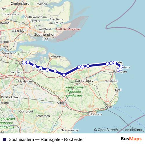 Southeastern rail Line Map