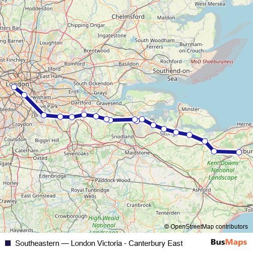 Southeastern rail Line Map