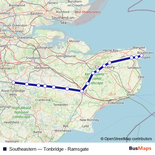 Southeastern rail Line Map