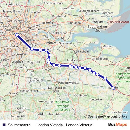 Southeastern rail Line Map