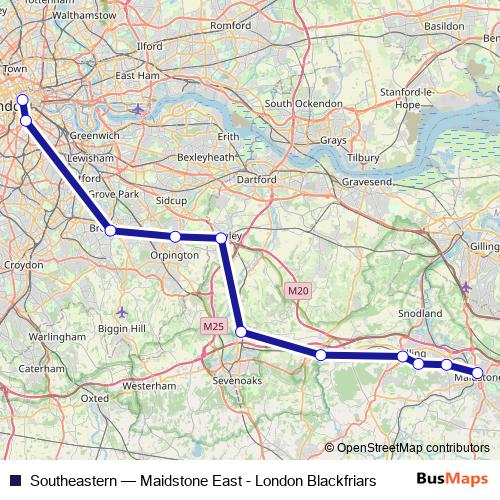 Southeastern rail Line Map