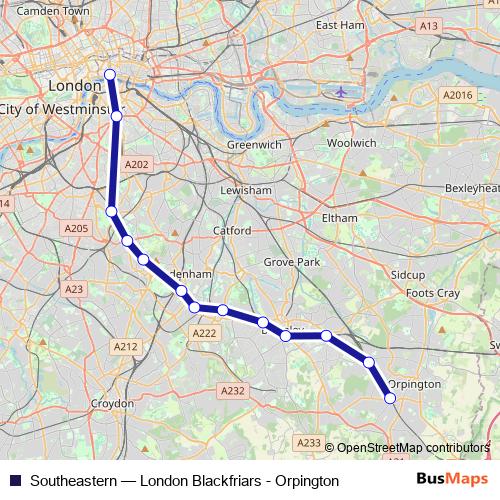 Southeastern rail Line Map
