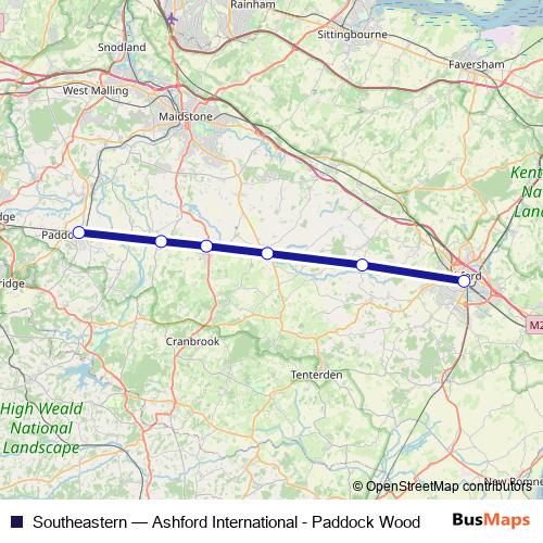 Southeastern rail Line Map