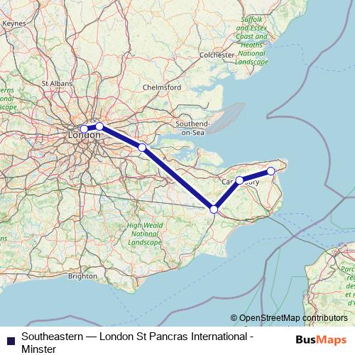 Southeastern rail Line Map