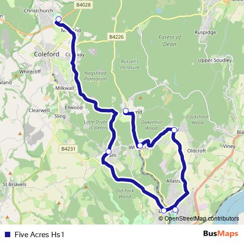 Five Acres Hs1 bus Line Map