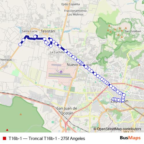 T16b-1 bus Line Map