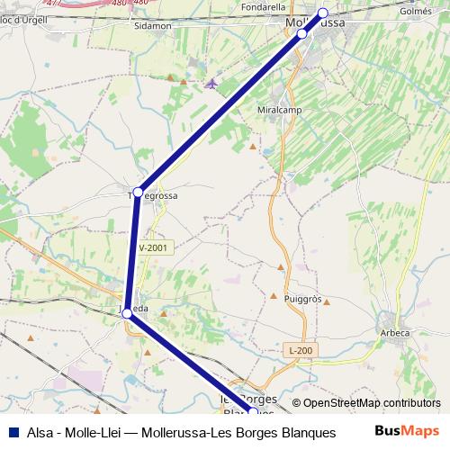 Alsa - Molle-Llei bus Line Map