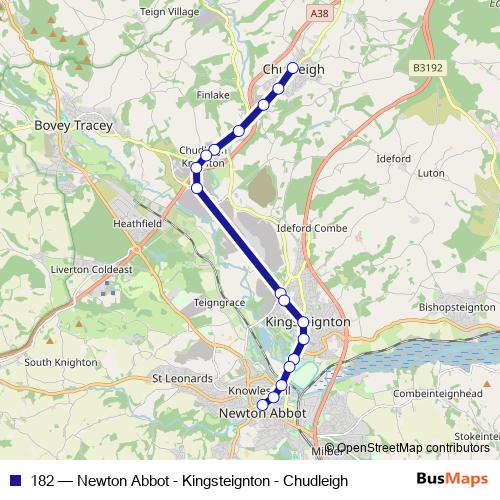 Bus route 182 - Newton Abbot - Kingsteignton - Chudleigh in Chudleigh