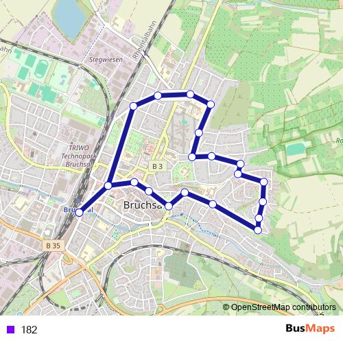 182 bus Line Map