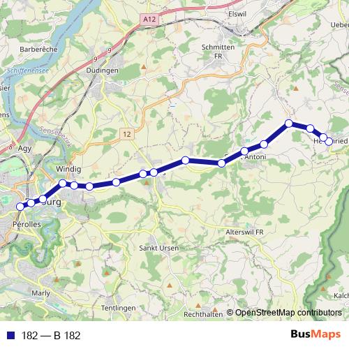 182 bus Line Map