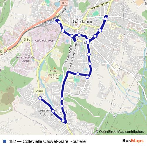 182 bus Line Map