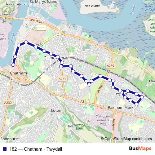 182 bus Line Map