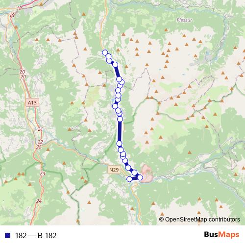 182 bus Line Map