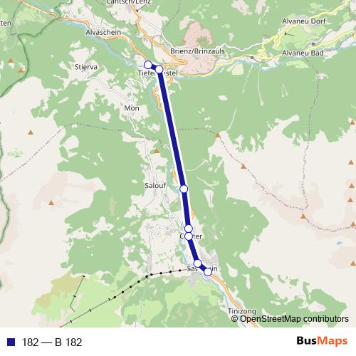 182 bus Line Map