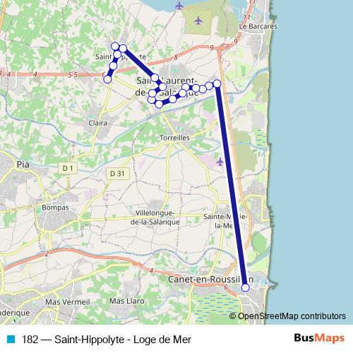 182 bus Line Map