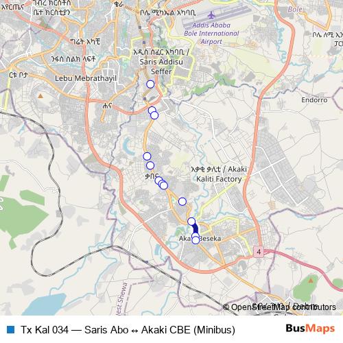 Tx Kal 034 bus Line Map